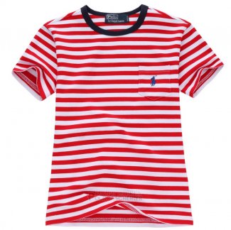 Ralph Lauren Enfant Mesh Polo T-shirt Stripe Rouge