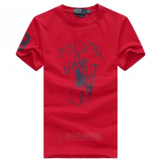 Ralph Lauren Homme T-Shirt Round Neck Printing Rouge