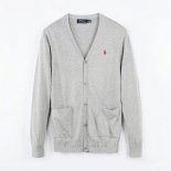 Ralph Lauren Homme Pull Pull Cardigan With Button Stripe Gris