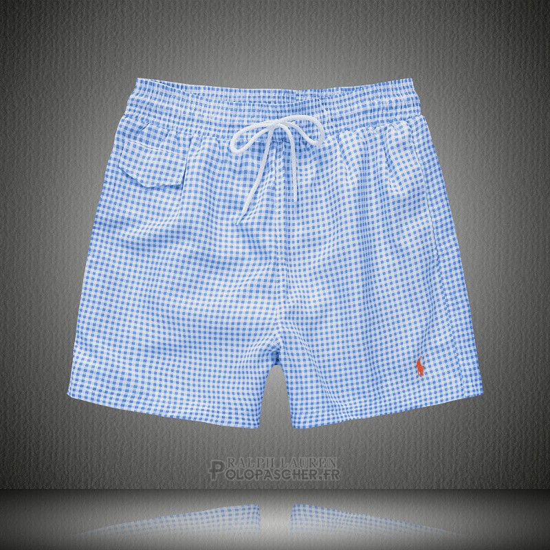 Ralph Lauren Homme Shorts Lacing Mesh Polo Stripe Bleu Brillante