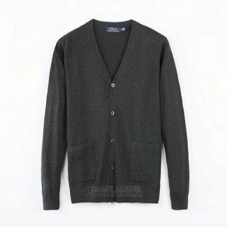 Ralph Lauren Homme Pull Pull Cardigan With Button Stripe Vert Sombre