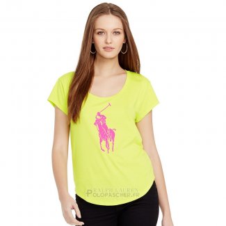 Ralph Lauren Femme Pony Polo T-shirt Jaune Brillante