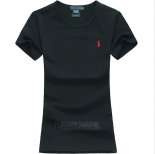 Ralph Lauren Femme Mesh Polo T-shirt Noir