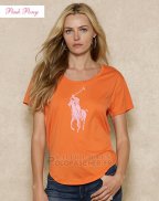 Ralph Lauren Femme Pony Polo T-shirt Orange