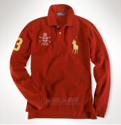Ralph Lauren Homme Polo Manches Longues Pony Polo Rouge