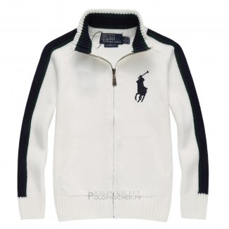 Ralph Lauren Enfant Pull Pony Polo Full Zip Blanc2