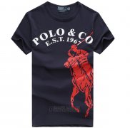Ralph Lauren Homme T-shirt Est 1967 Pony Polo Bleu Acier