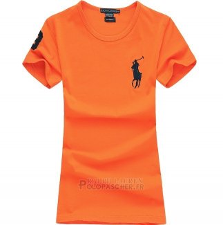 Ralph Lauren Femme Pony Polo T-shirt Orange1