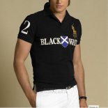 Ralph Lauren Homme Black Watch Polo Team Manche Courte Crest Or Noir
