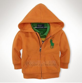 Ralph Lauren Enfant Sweatshirts Pony Polo Zip Orange Vert