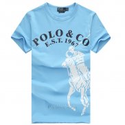 Ralph Lauren Homme T-shirt Est 1967 Pony Polo Clair Bleu Ciel