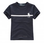 Ralph Lauren Enfant Mesh Polo T-shirt Bleu Acier Blanc