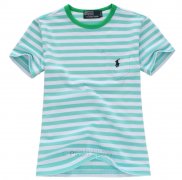Ralph Lauren Enfant Mesh Polo T-shirt Stripe Blanc Clair Bleu