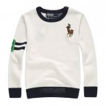 Ralph Lauren Enfant Pull Pony Polo Round Collar Blanc