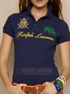 Ralph Lauren Femme Custom Fit Dual Match Polo Vii Bleu Acier