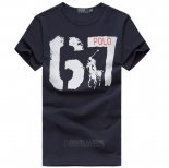 Ralph Lauren Homme Round Collar T-shirt Poloco Number 67 Bleu Acier