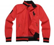 Ralph Lauren Homme Vestes Zip Collar Pony Polo Stripe Rouge Noir