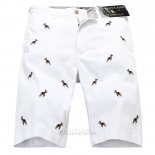 Ralph Lauren Homme Casual Short Pants Belt Dogs Pattern Blanc