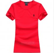 Ralph Lauren Femme Mesh Polo T-shirt Rouge
