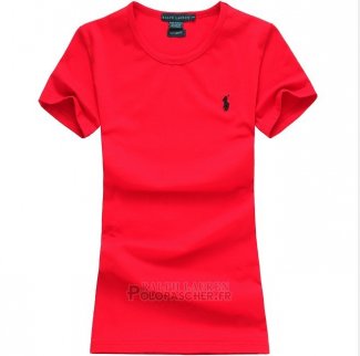 Ralph Lauren Femme Mesh Polo T-shirt Rouge