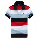 Ralph Lauren Homme Stripe Polo Bleu Rouge Blanc