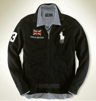 Ralph Lauren Homme Vestes Great Britain Pony Polo Full Zip Noir