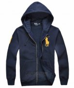 Ralph Lauren Homme Sweatshirts Pony Polo Full Zip Bleu Acier Or