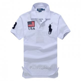 Ralph Lauren Homme Flag Polo Usa Blanc