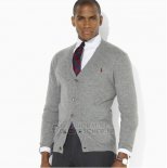 Ralph Lauren Homme Pull Cardigan With Button Clair Gris