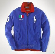 Ralph Lauren Homme Vestes Italy Pony Polo Full Zip Bleu