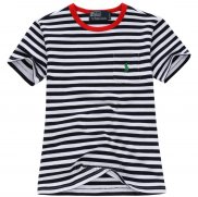 Ralph Lauren Enfant Mesh Polo T-shirt Stripe Noir Blanc Rouge