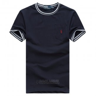 Ralph Lauren Homme Mesh Polo T-shirt Pocket Bleu Acier