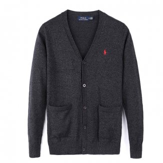 Ralph Lauren Homme Polo Pull Pull Cardigan Sombre Gris