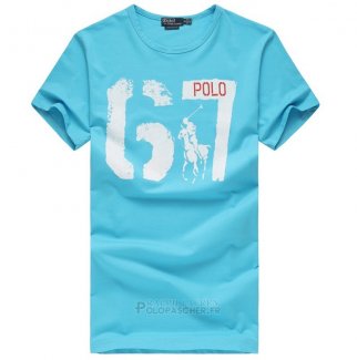 Ralph Lauren Homme T-shirt Number 67 Lake Bleu