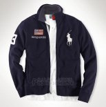 Ralph Lauren Homme Vestes United States Pony Polo Full Zip Bleu Acier