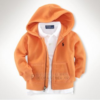 Ralph Lauren Enfant Sweatshirts Mesh Polo Zip Orange