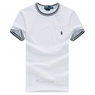 Ralph Lauren Homme Mesh Polo T-shirt Pocket Blanc